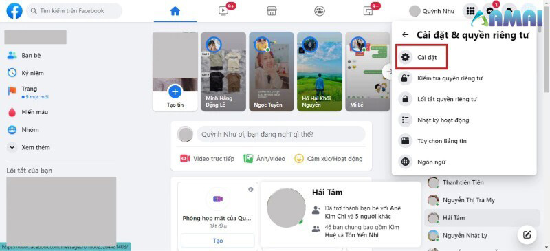 Truy cập vào ứng dụng Facebook trên trình duyệt - Cách đăng story trên Facebook 