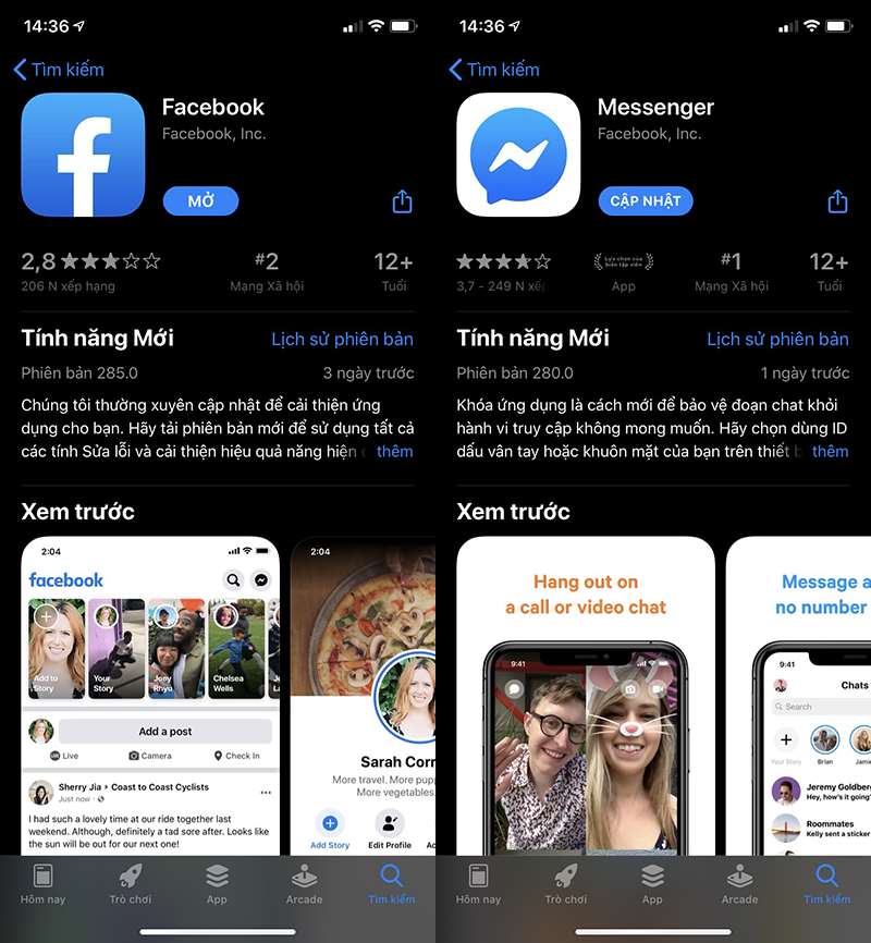 Cần phải cập nhật phiên bản mới nhất của ứng dụng Facebook và Messenger - Emoji Facebook