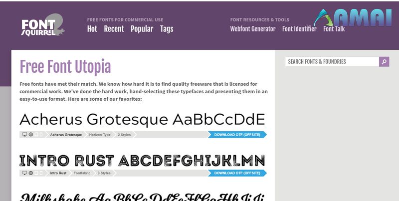 Công cụ thiết kế website chuyên nghiệp Font Squirrel