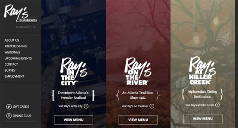 Website nhà hàng Ray’s Restaurant độc đáo và nổi bật