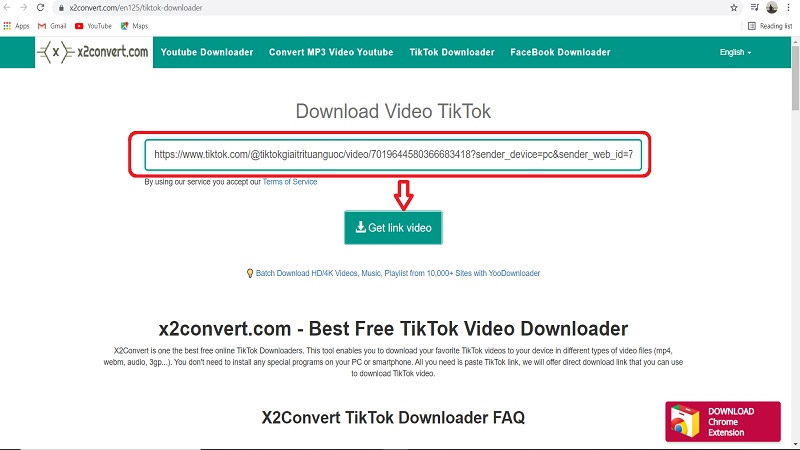 Truy cập trang web x2convert - Tải nhạc TikTok 