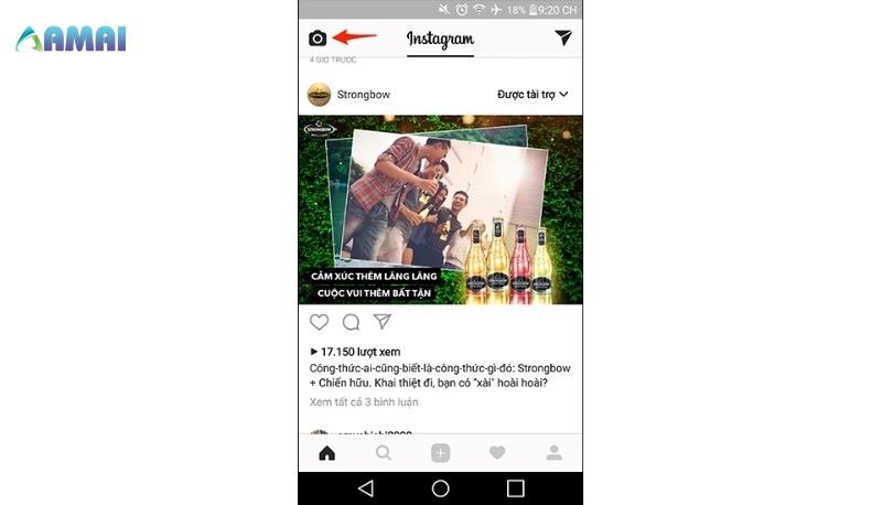 Ấn vào biểu tượng máy ảnh góc trái của màn hình - Cách tắt bình luận livestream Instagram