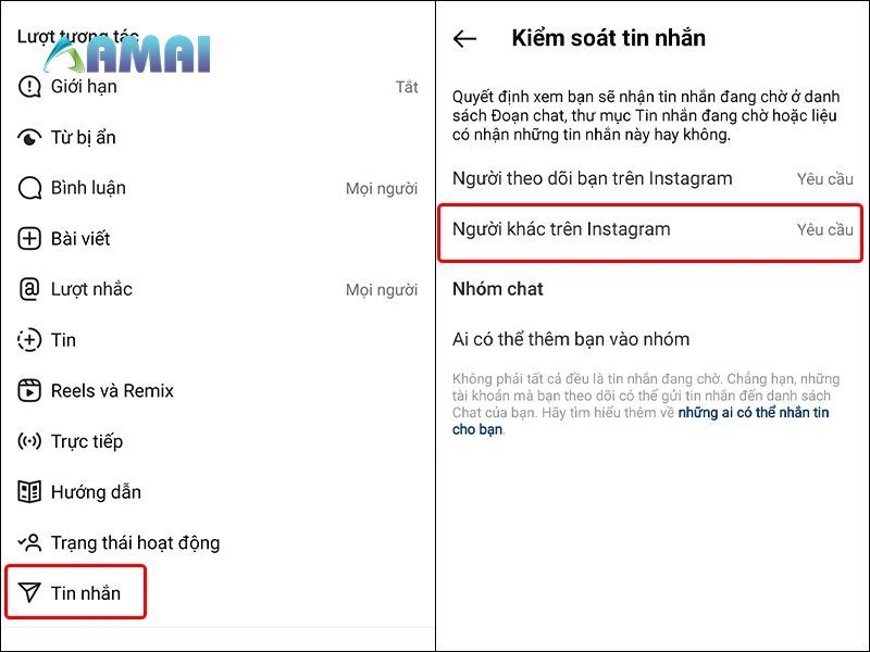 Cách chặn tin nhắn chờ trên ứng dụng instagram bằng điện thoại