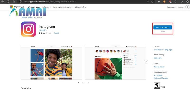 Sử dụng instagram bằng máy tính với Microsoft