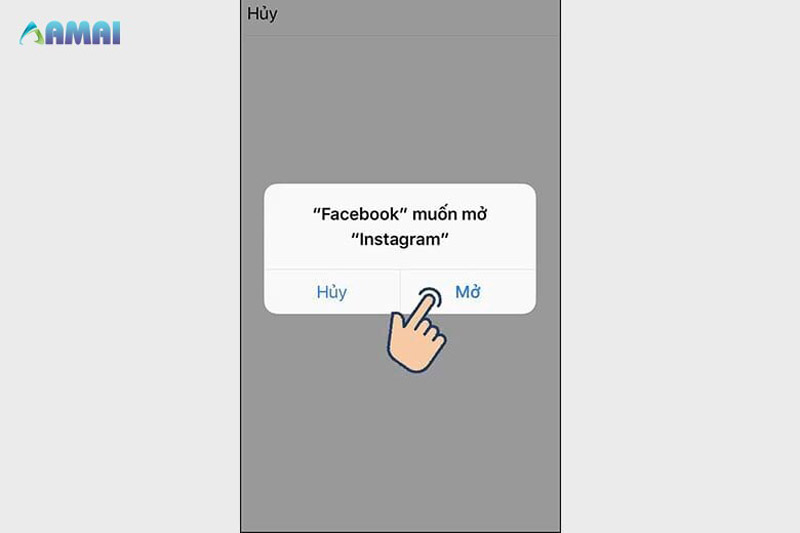 Mở tài khoản Instagram bằng cách ấn “Mở” 