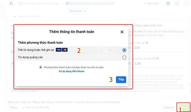 Thêm các thông tin thanh toán