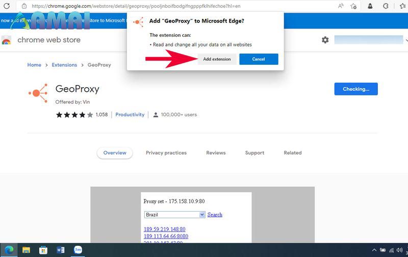 Thêm extension geoproxy để chuyển sever