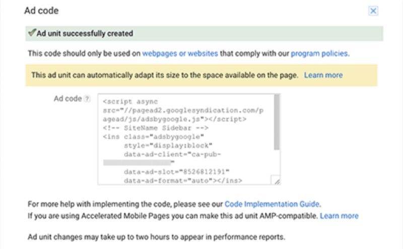 Tự động tạo mã để bạn thêm vào trong trang web của bạn - Cách đăng ký Google Adsense cho website