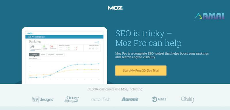 Landing page trung gian chuyển đổi của Moz Pro